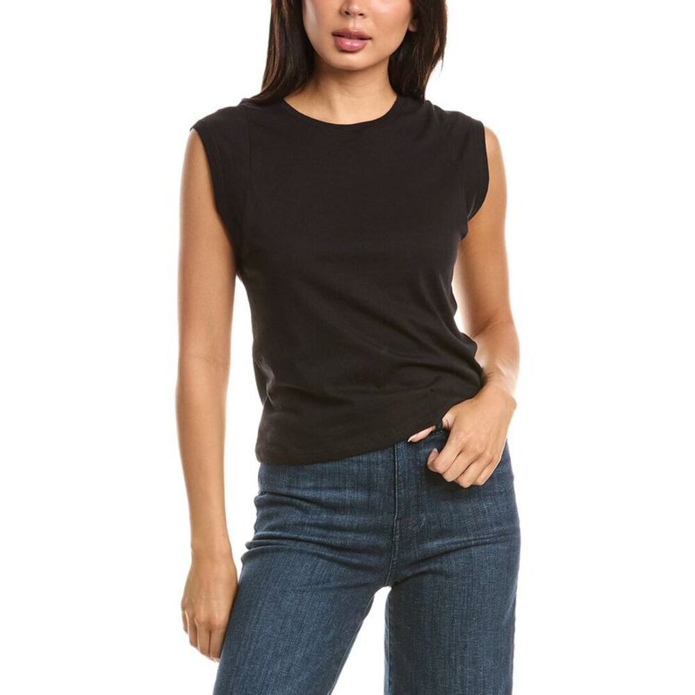 T Tahari Womens Extended Shoulder Crewneck Sweater, Black